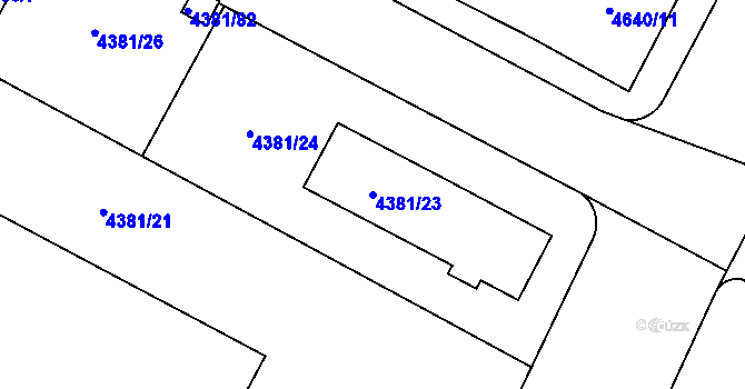 Parcela st. 4381/23 v KÚ Jihlava, Katastrální mapa