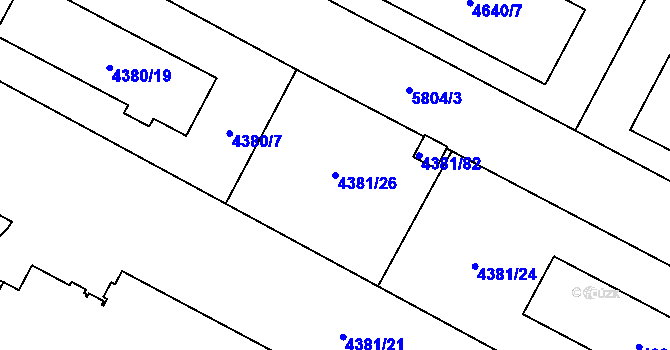 Parcela st. 4381/26 v KÚ Jihlava, Katastrální mapa