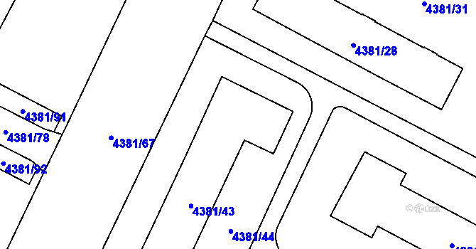 Parcela st. 4381/42 v KÚ Jihlava, Katastrální mapa