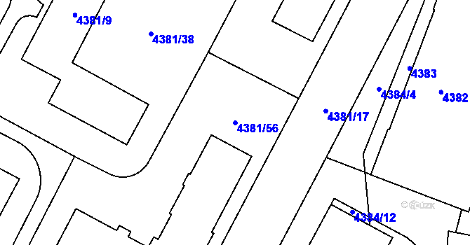 Parcela st. 4381/56 v KÚ Jihlava, Katastrální mapa