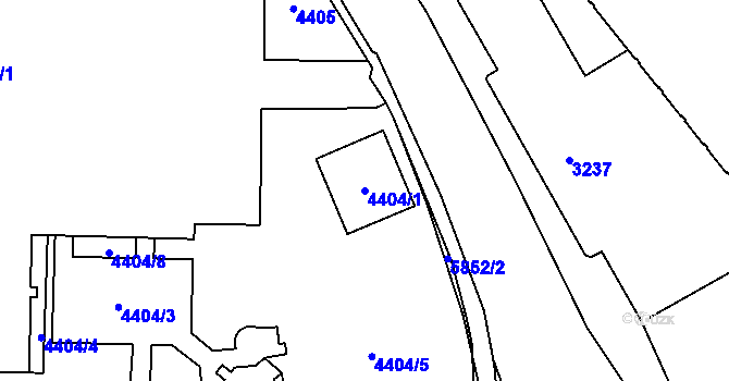 Parcela st. 4404/1 v KÚ Jihlava, Katastrální mapa