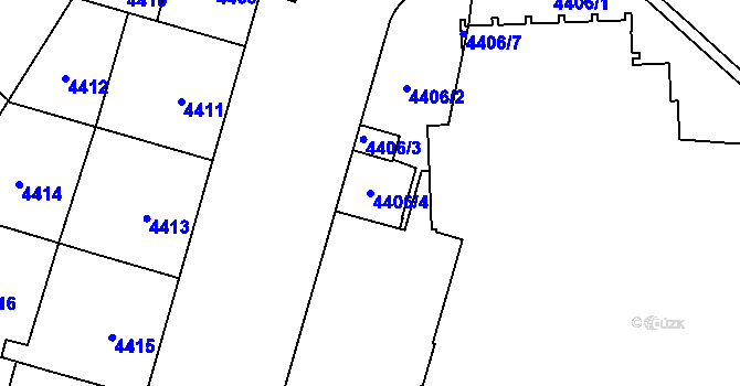 Parcela st. 4406/4 v KÚ Jihlava, Katastrální mapa
