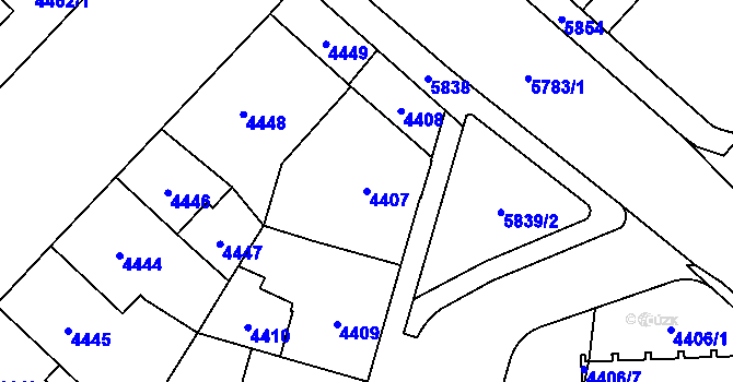 Parcela st. 4407 v KÚ Jihlava, Katastrální mapa