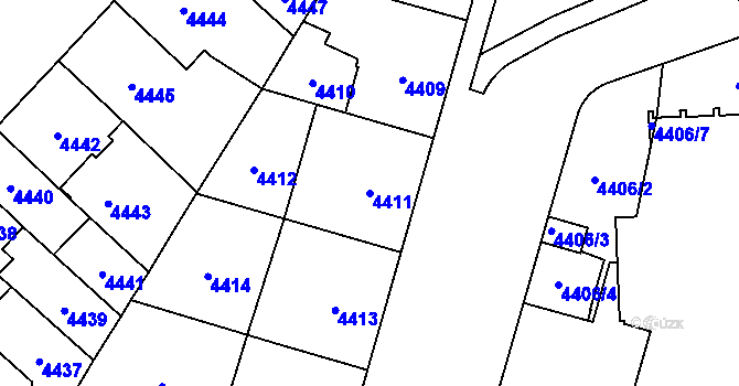 Parcela st. 4411 v KÚ Jihlava, Katastrální mapa