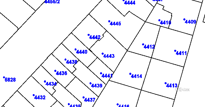 Parcela st. 4443 v KÚ Jihlava, Katastrální mapa