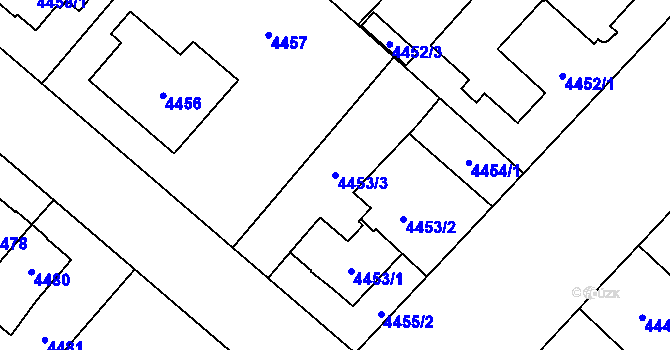 Parcela st. 4453/3 v KÚ Jihlava, Katastrální mapa