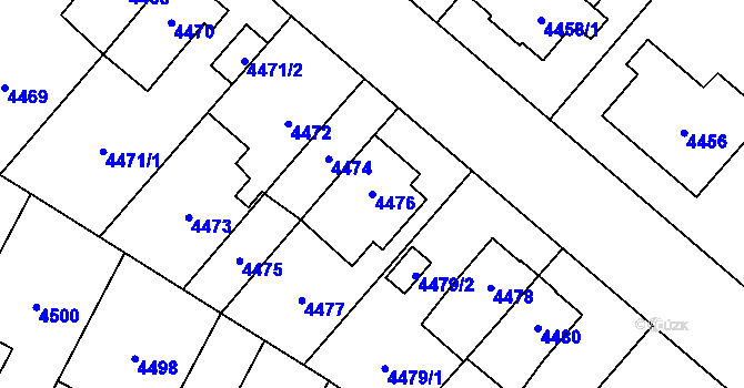 Parcela st. 4476 v KÚ Jihlava, Katastrální mapa
