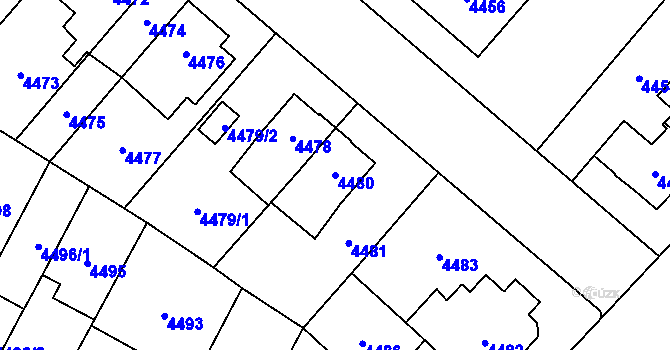 Parcela st. 4480 v KÚ Jihlava, Katastrální mapa
