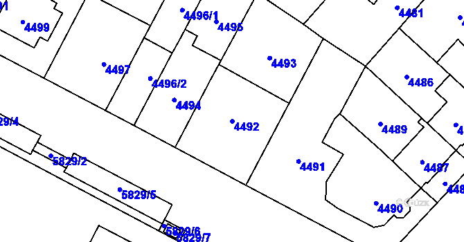 Parcela st. 4492 v KÚ Jihlava, Katastrální mapa