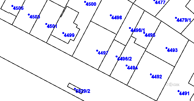 Parcela st. 4497 v KÚ Jihlava, Katastrální mapa