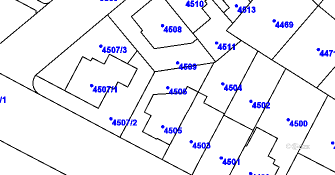 Parcela st. 4506 v KÚ Jihlava, Katastrální mapa