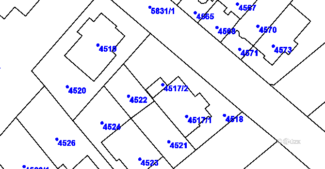 Parcela st. 4517/2 v KÚ Jihlava, Katastrální mapa