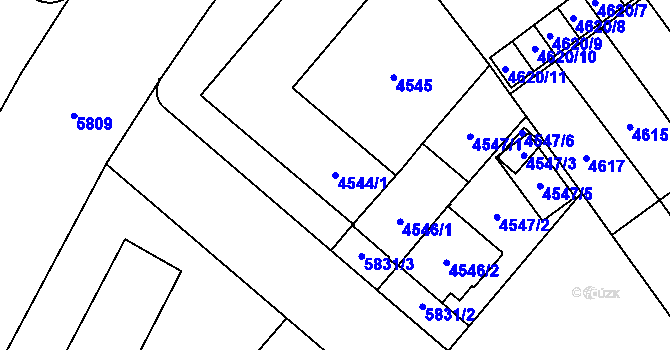 Parcela st. 4544/1 v KÚ Jihlava, Katastrální mapa