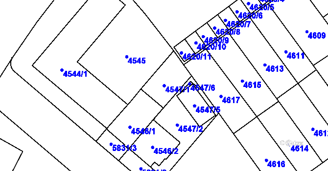 Parcela st. 4547/1 v KÚ Jihlava, Katastrální mapa