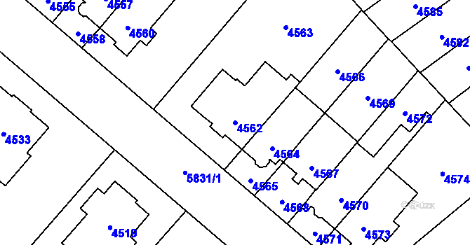 Parcela st. 4562 v KÚ Jihlava, Katastrální mapa