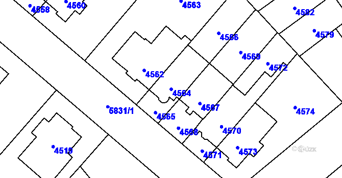 Parcela st. 4564 v KÚ Jihlava, Katastrální mapa