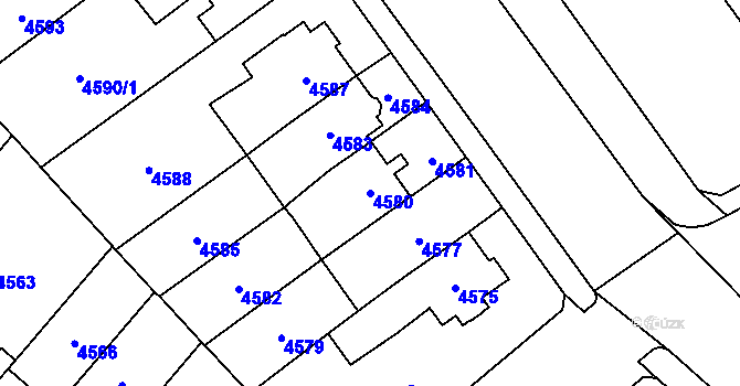 Parcela st. 4580 v KÚ Jihlava, Katastrální mapa