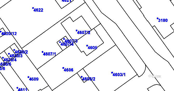 Parcela st. 4605 v KÚ Jihlava, Katastrální mapa