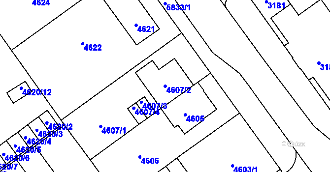 Parcela st. 4607/2 v KÚ Jihlava, Katastrální mapa