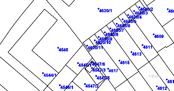 Parcela st. 4620/11 v KÚ Jihlava, Katastrální mapa