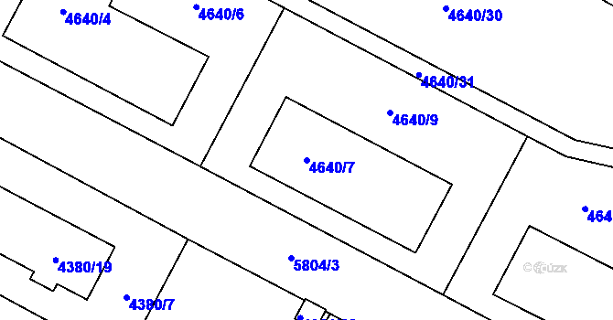Parcela st. 4640/7 v KÚ Jihlava, Katastrální mapa