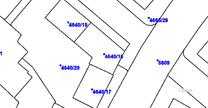 Parcela st. 4640/18 v KÚ Jihlava, Katastrální mapa