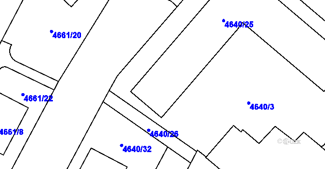 Parcela st. 4640/25 v KÚ Jihlava, Katastrální mapa
