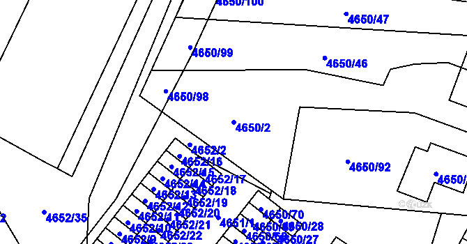 Parcela st. 4650/2 v KÚ Jihlava, Katastrální mapa