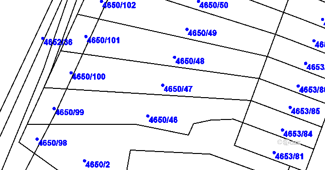 Parcela st. 4650/47 v KÚ Jihlava, Katastrální mapa