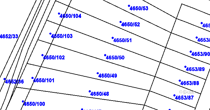 Parcela st. 4650/50 v KÚ Jihlava, Katastrální mapa