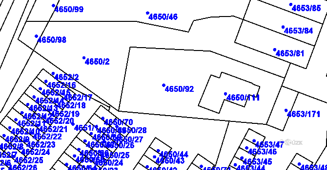 Parcela st. 4650/92 v KÚ Jihlava, Katastrální mapa