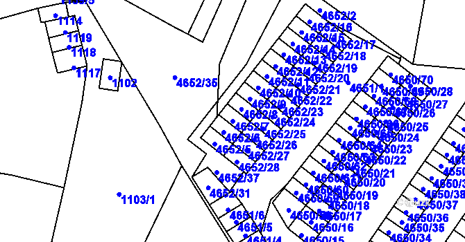 Parcela st. 4652/7 v KÚ Jihlava, Katastrální mapa