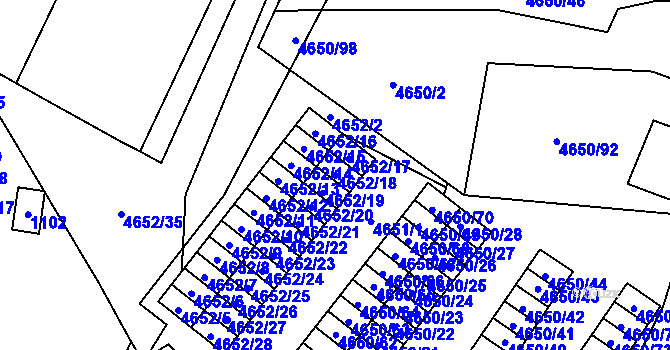 Parcela st. 4652/18 v KÚ Jihlava, Katastrální mapa