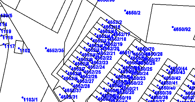 Parcela st. 4652/21 v KÚ Jihlava, Katastrální mapa