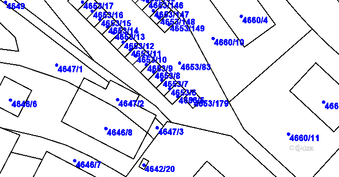 Parcela st. 4653/6 v KÚ Jihlava, Katastrální mapa