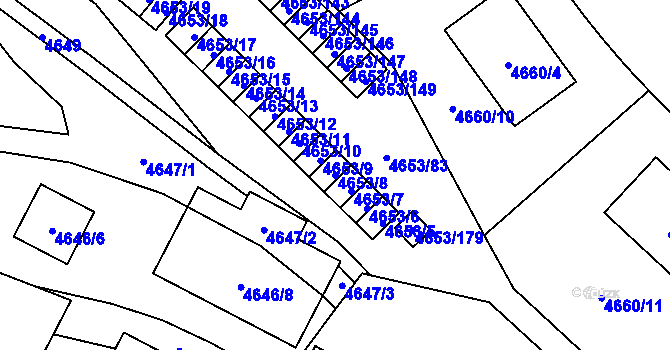 Parcela st. 4653/8 v KÚ Jihlava, Katastrální mapa