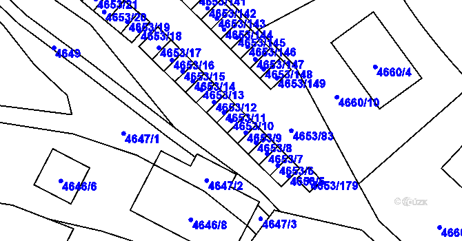 Parcela st. 4653/10 v KÚ Jihlava, Katastrální mapa
