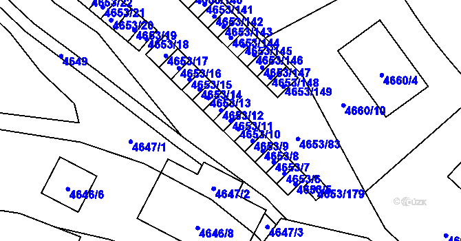 Parcela st. 4653/11 v KÚ Jihlava, Katastrální mapa