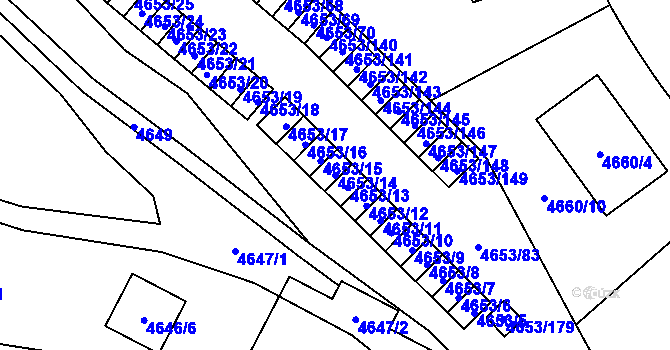 Parcela st. 4653/14 v KÚ Jihlava, Katastrální mapa