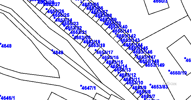 Parcela st. 4653/17 v KÚ Jihlava, Katastrální mapa