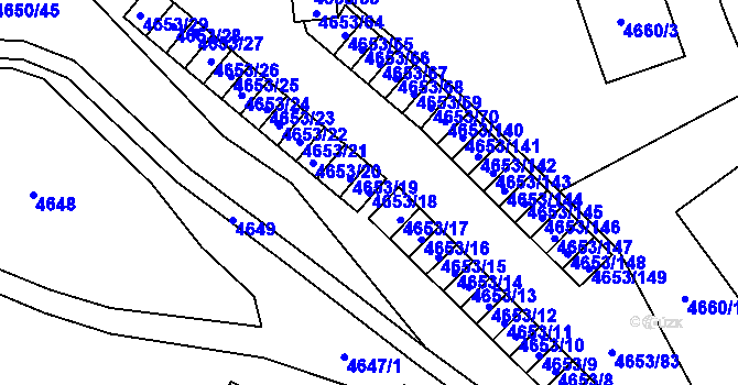 Parcela st. 4653/18 v KÚ Jihlava, Katastrální mapa