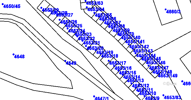 Parcela st. 4653/19 v KÚ Jihlava, Katastrální mapa