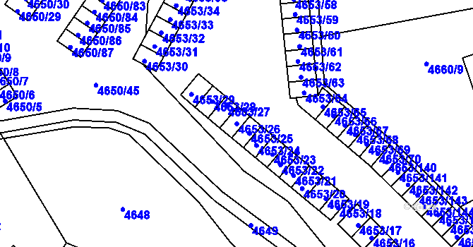 Parcela st. 4653/26 v KÚ Jihlava, Katastrální mapa