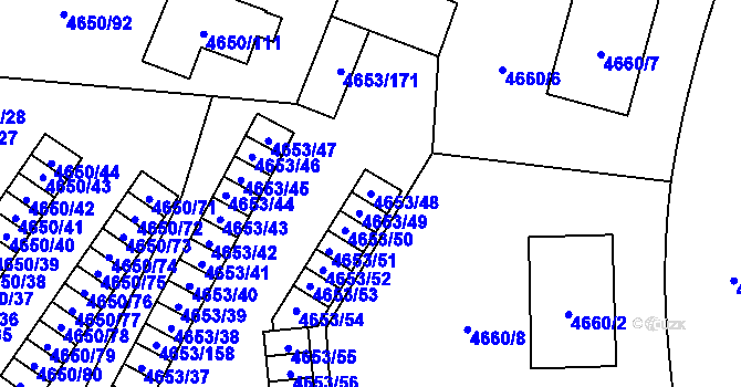 Parcela st. 4653/48 v KÚ Jihlava, Katastrální mapa