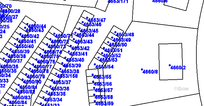 Parcela st. 4653/52 v KÚ Jihlava, Katastrální mapa