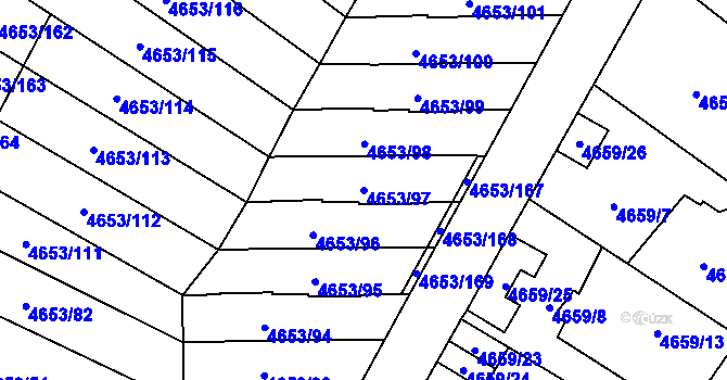 Parcela st. 4653/97 v KÚ Jihlava, Katastrální mapa