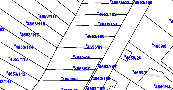 Parcela st. 4653/99 v KÚ Jihlava, Katastrální mapa