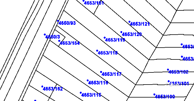 Parcela st. 4653/118 v KÚ Jihlava, Katastrální mapa
