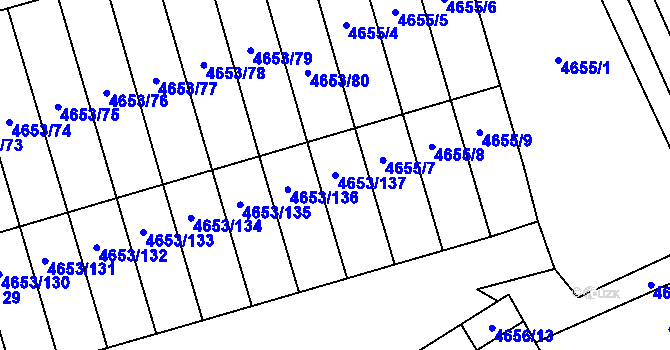 Parcela st. 4653/137 v KÚ Jihlava, Katastrální mapa