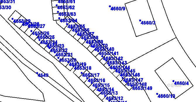 Parcela st. 4653/141 v KÚ Jihlava, Katastrální mapa